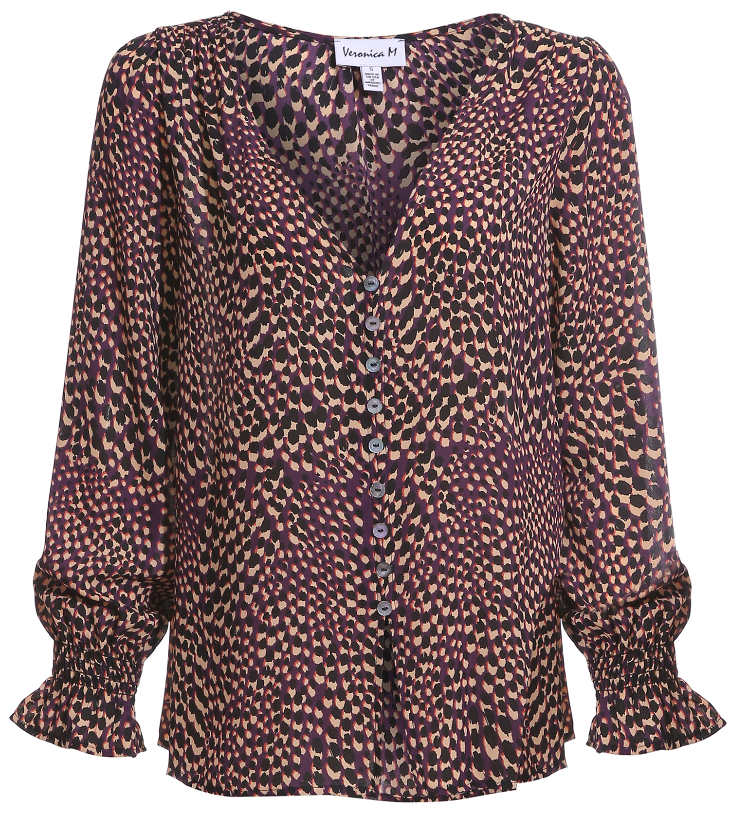 Veronica M Dot Printed Button Front Blouse