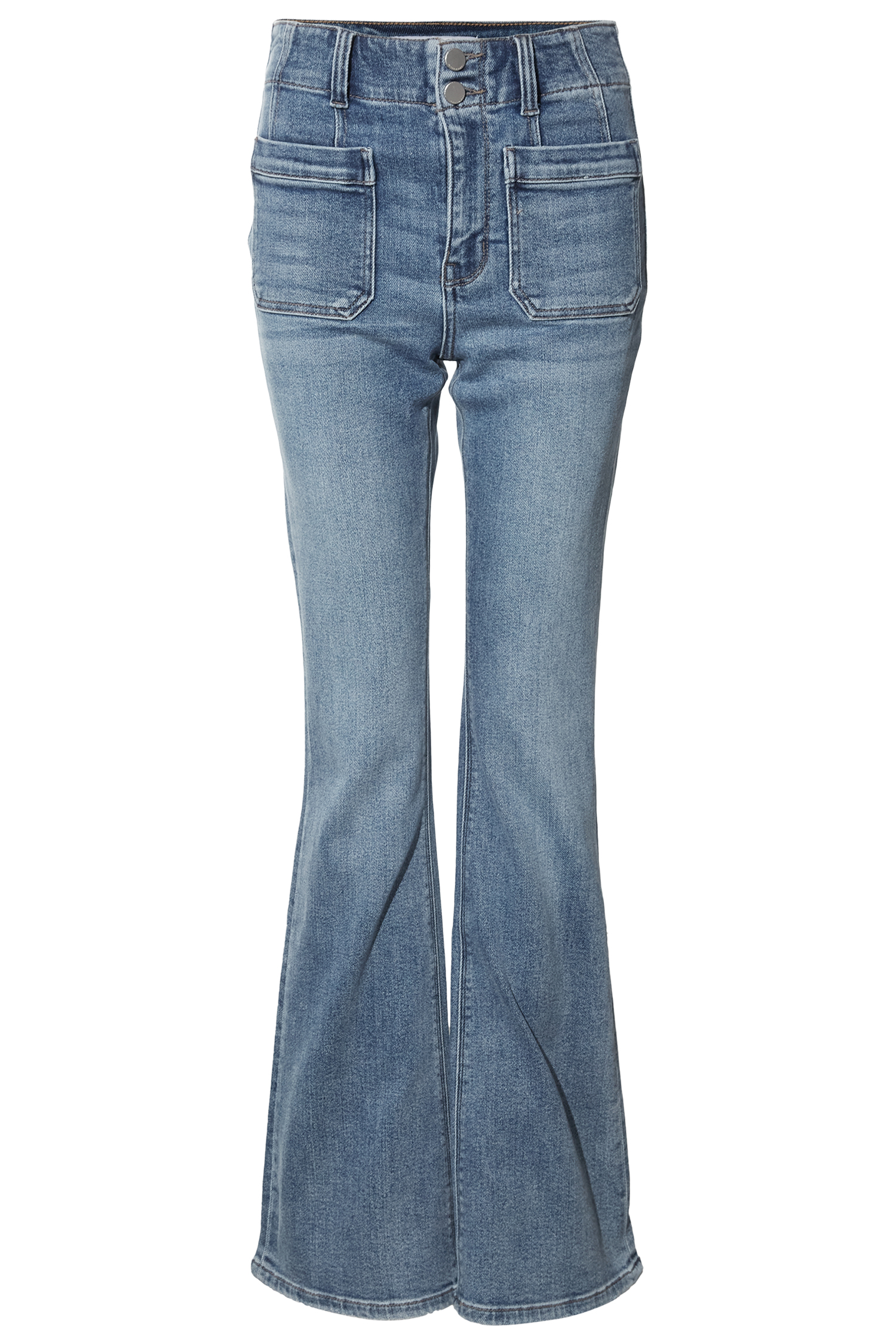 High Rise Double Button Flare Jean