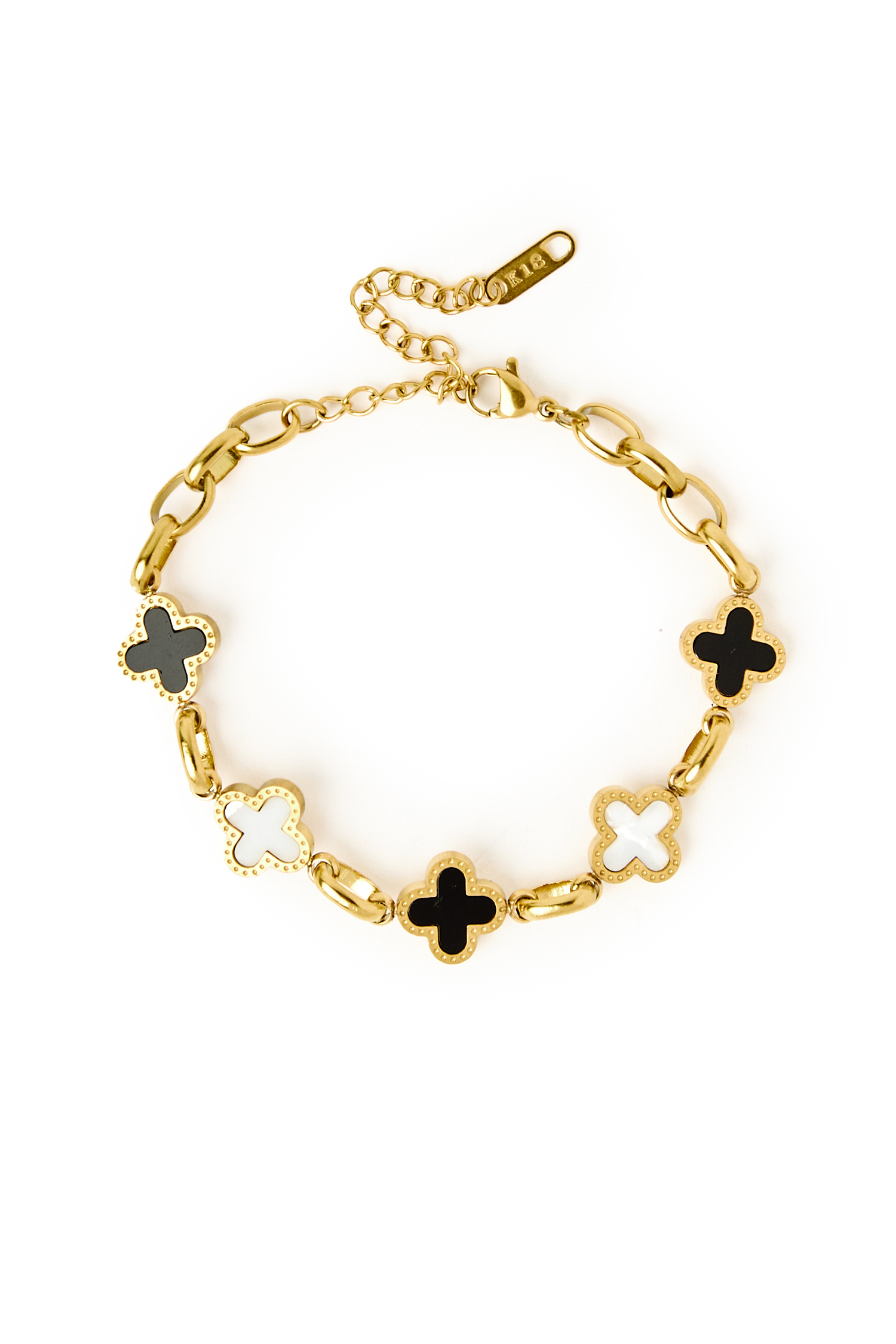 White & Black Clover Bracelet