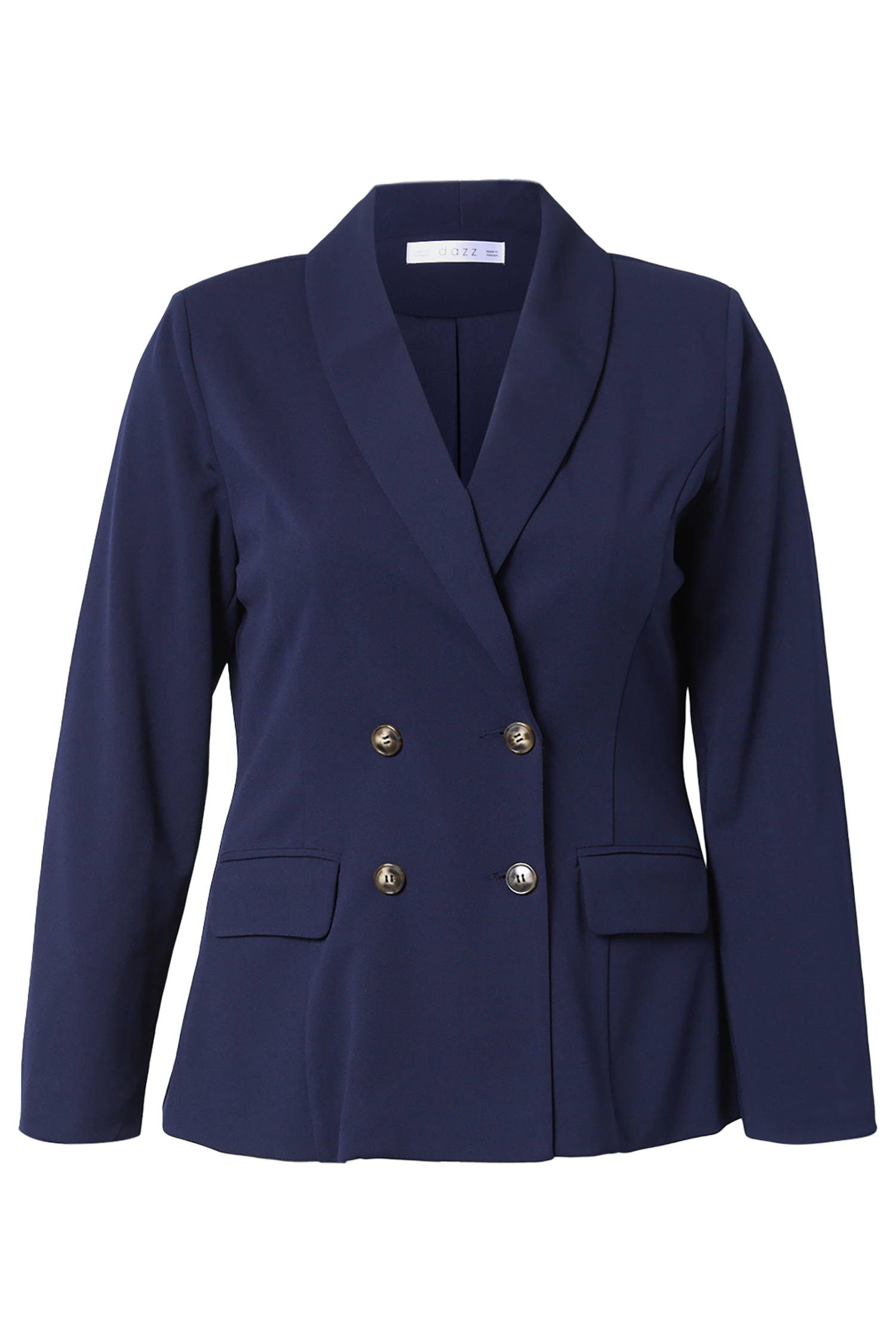 Solid Crepe Double Breasted Blazer