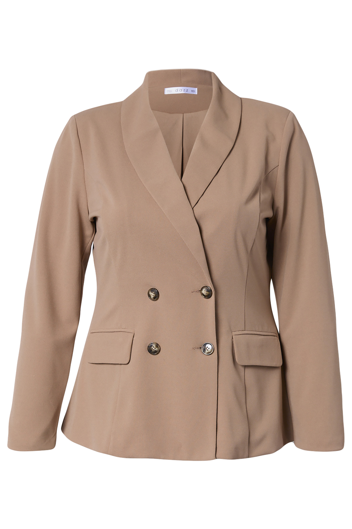 Solid Crepe Double Breasted Blazer