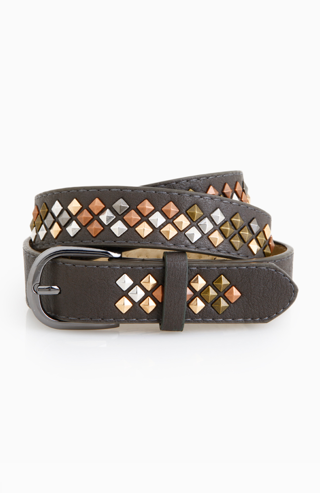 Multicolor Studded Belt in Grey | DAILYLOOK