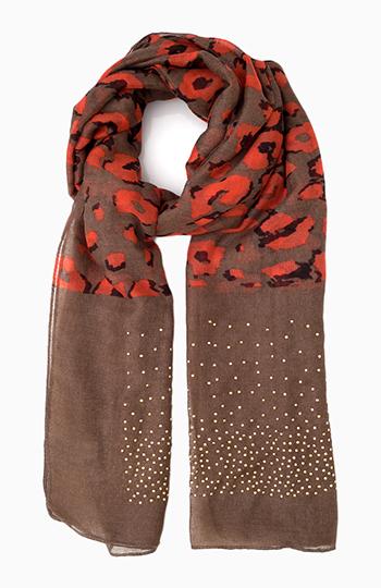 Studded Edge Leopard Scarf Slide 1