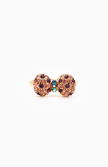 Dotted Crystal Bow Ring Slide 1