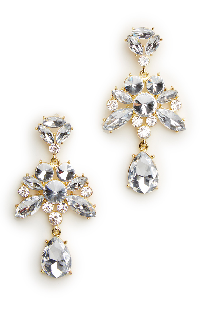 DAILYLOOK Drop Stone Earrings in Silver | DAILYLOOK