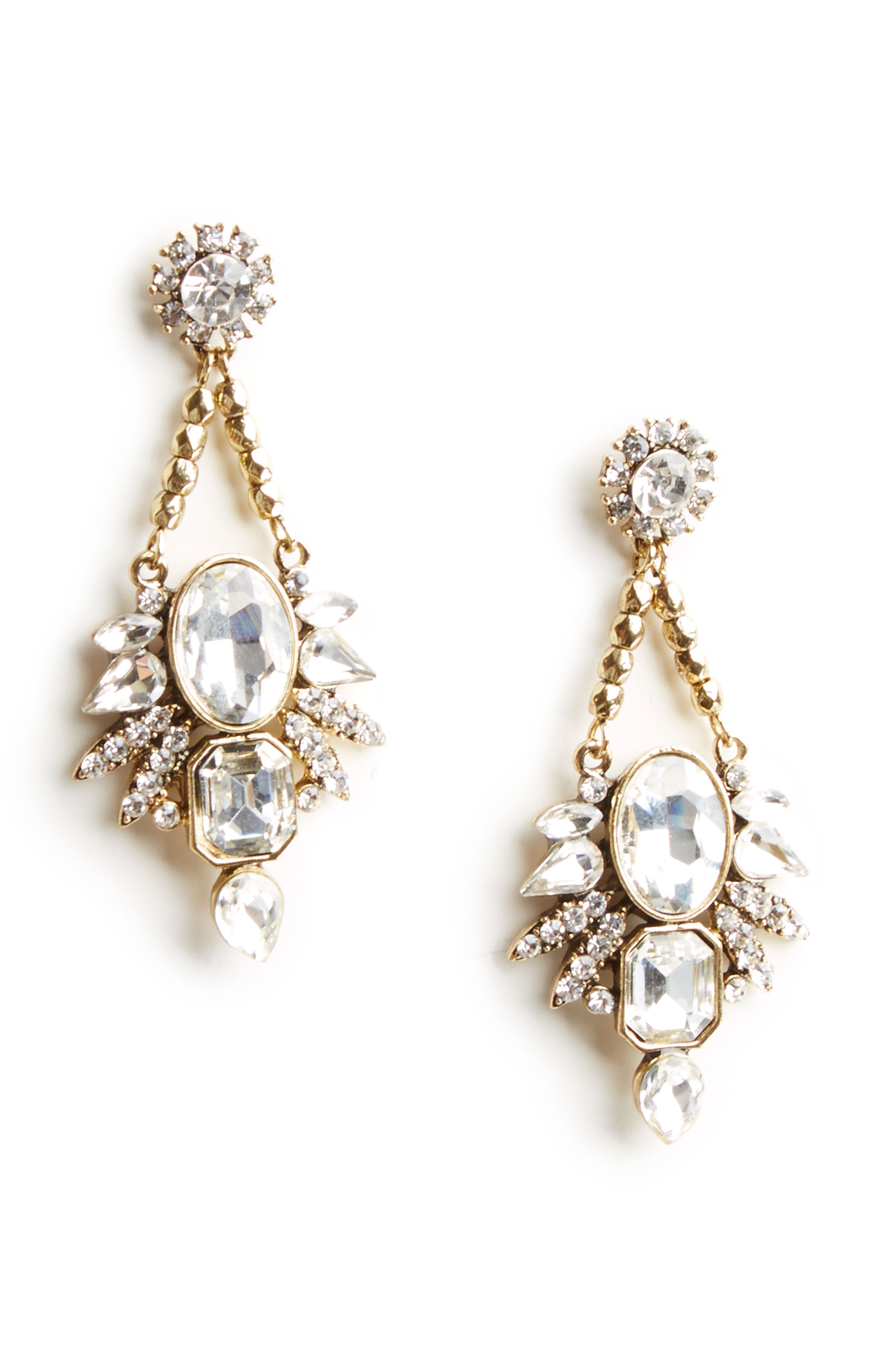 DAILYLOOK Zellweger Crystal Chandelier Earrings in Silver | DAILYLOOK