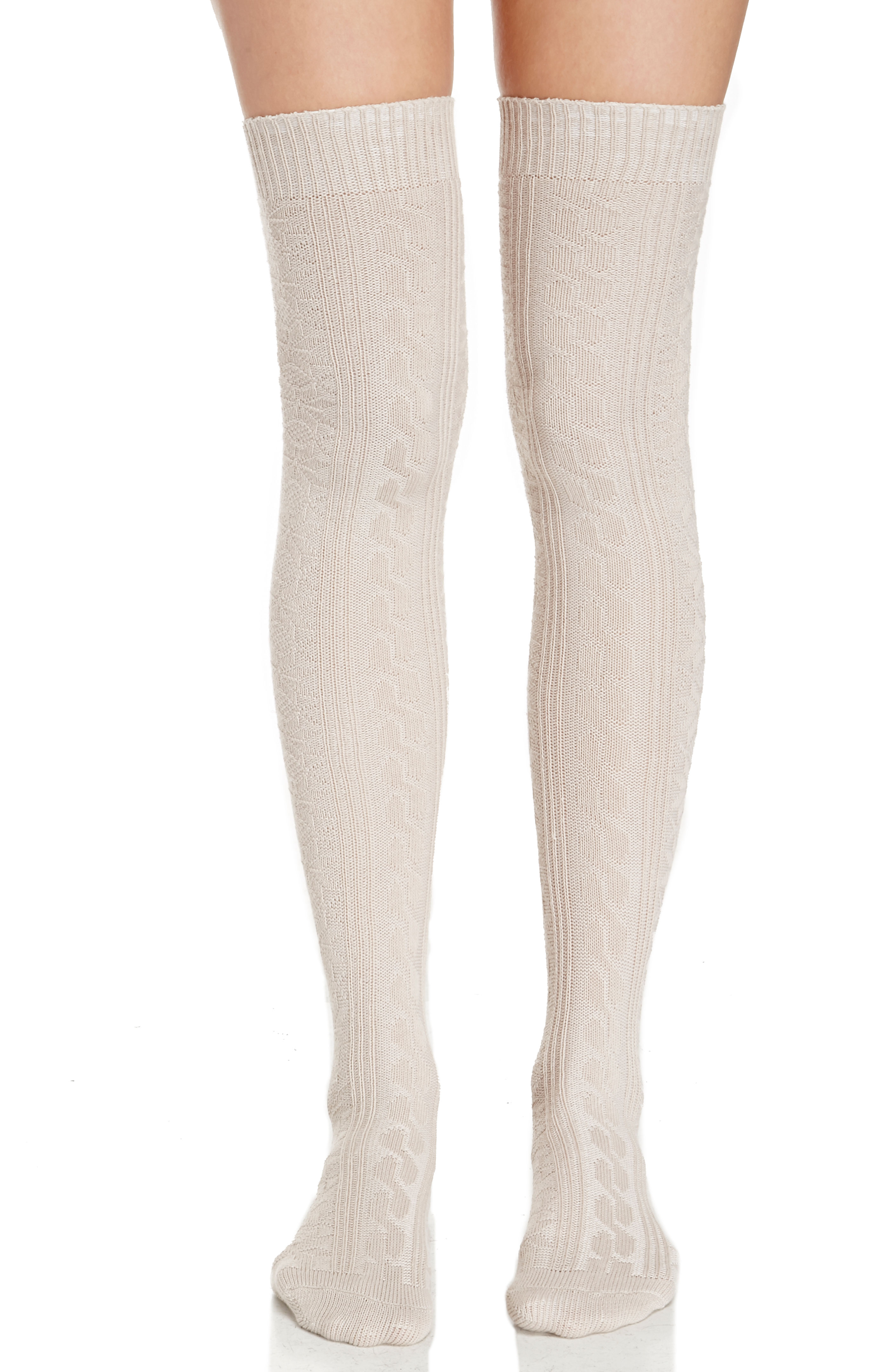 Knit Knee High Socks in Beige | DAILYLOOK
