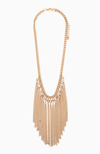 Rhinestone and Chain Fringe Necklace Slide 1