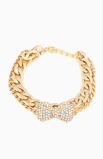 Sparkling Bow Chain Bracelet Slide 1