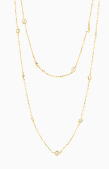 DAILYLOOK Long Crystal Chain Necklace in Gold | DAILYLOOK