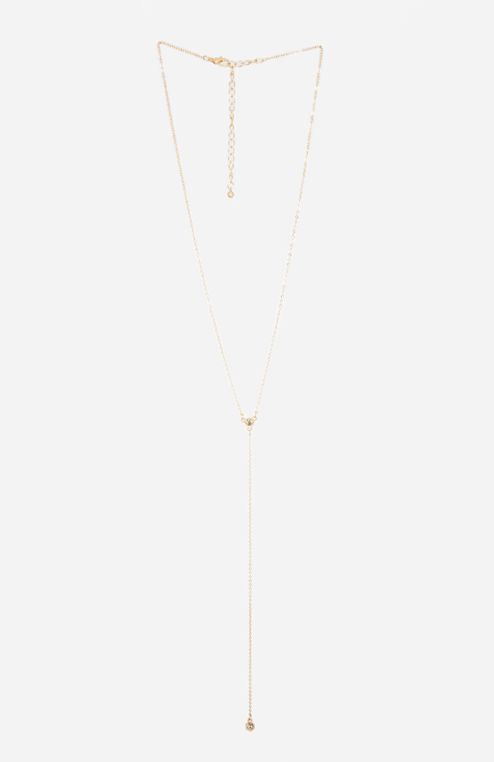 Smoky Stone Drop Necklace in Gold | DAILYLOOK