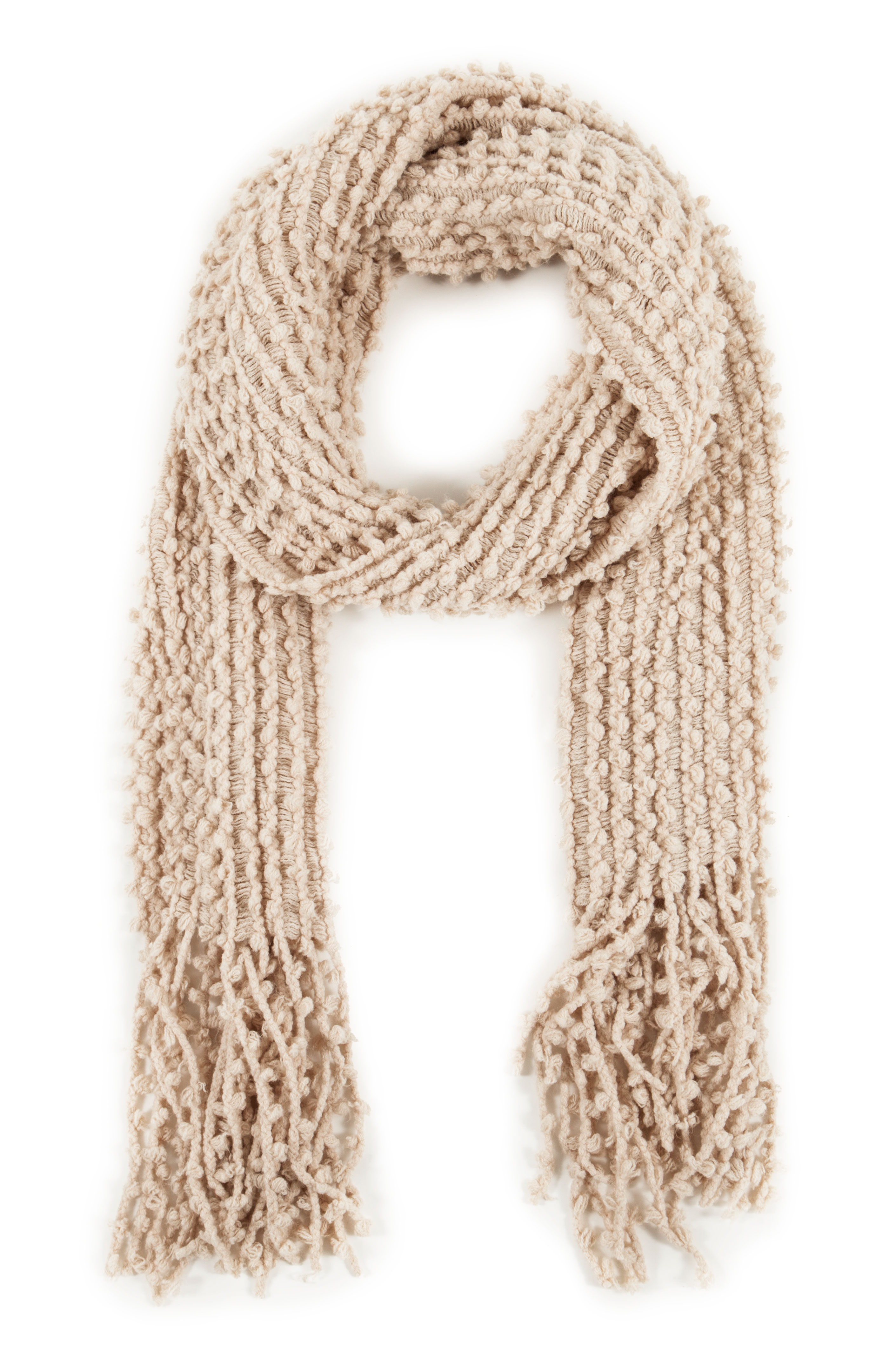 Soft Nubby Knitted Scarf in Beige | DAILYLOOK