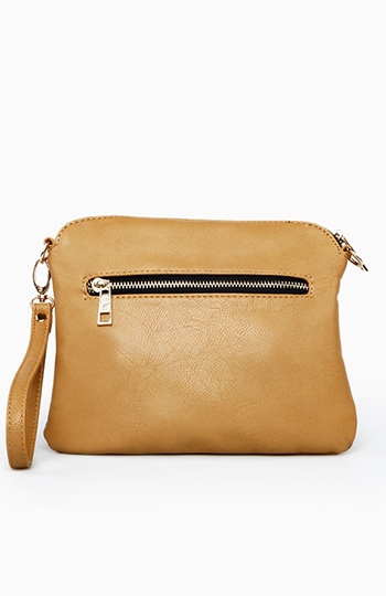 Envelope Zip Cross Body Bag in Tan | DAILYLOOK