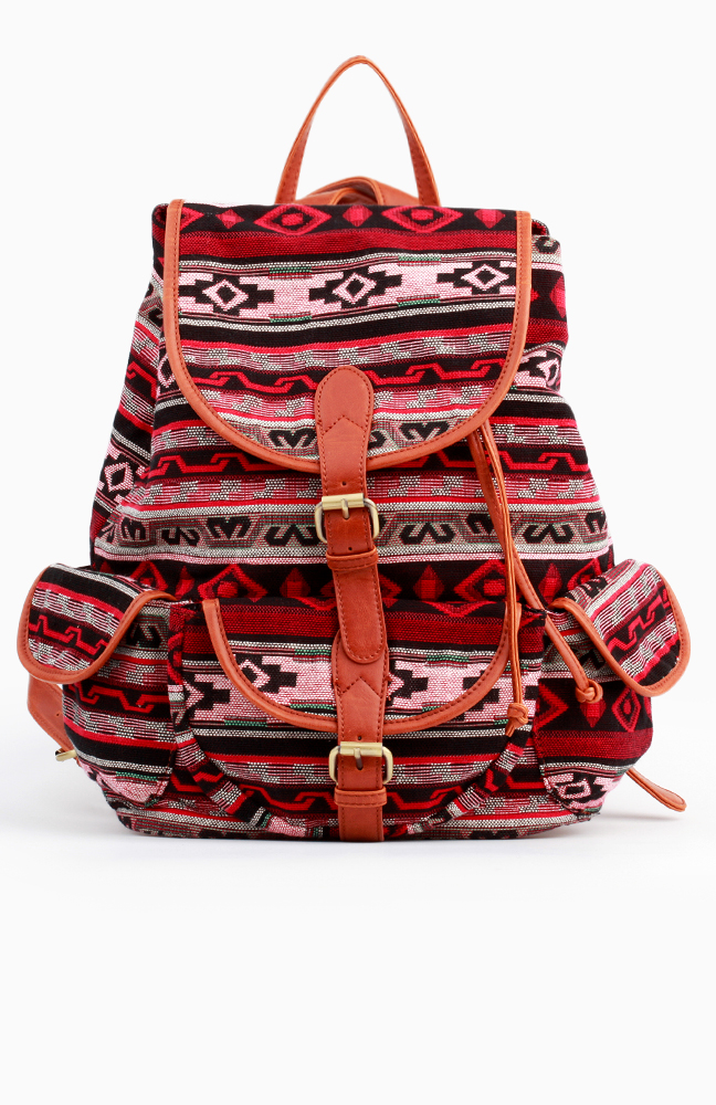 Tribal Print Backpack in Red | DAILYLOOK