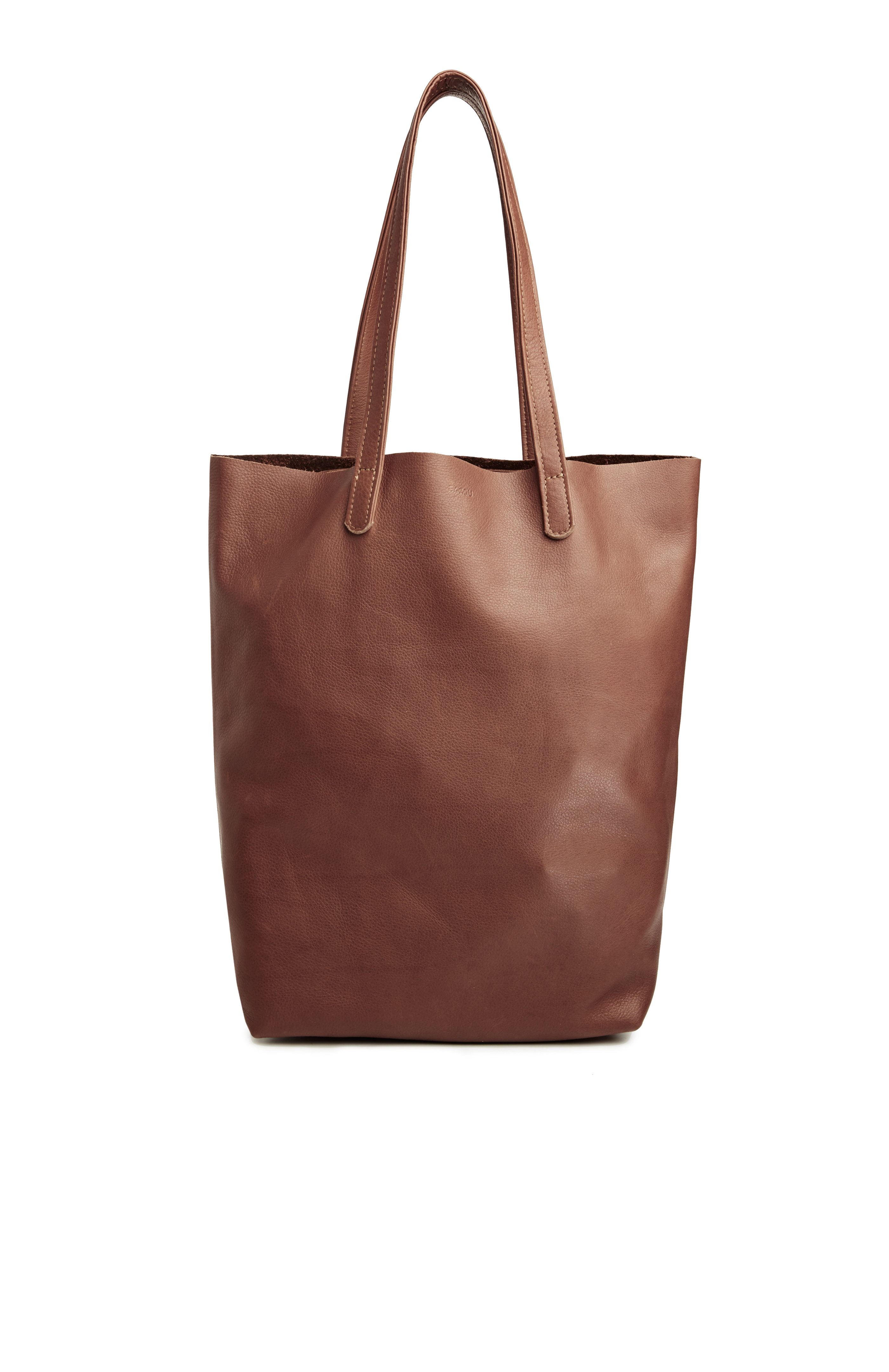 Baggu Basic Leather Tote in Brown | DAILYLOOK