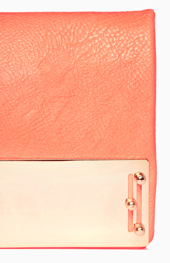 orange and gold clutch bag