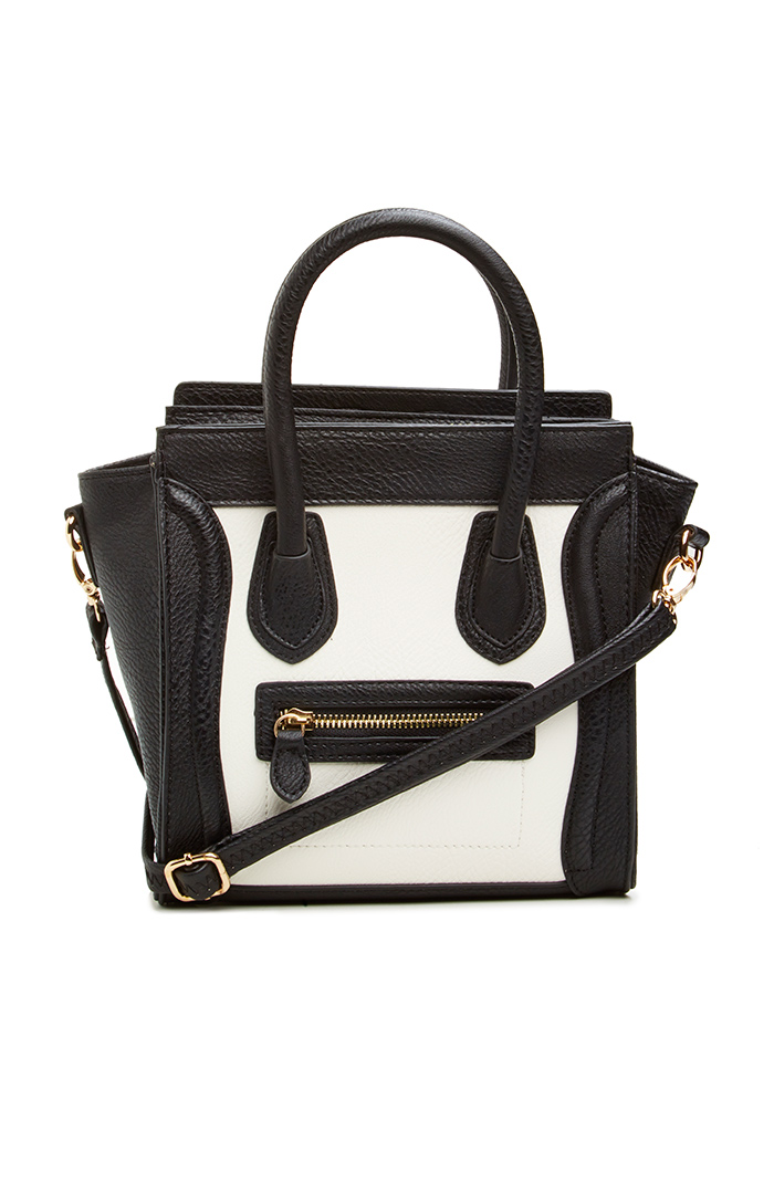 DAILYLOOK Mini Structured Handbag in Black/White | DAILYLOOK