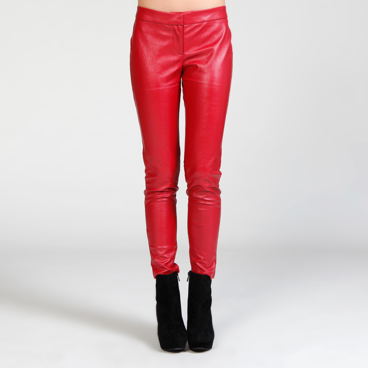 Pleather Moto Skinnies in Red | DAILYLOOK