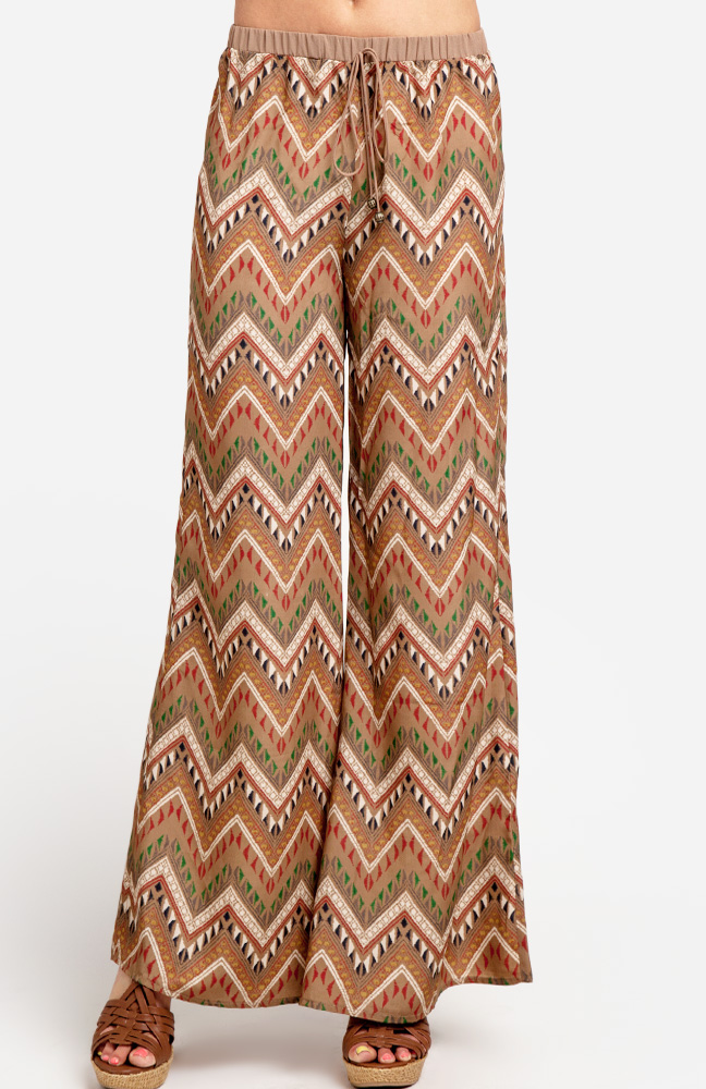 Aztec Zigzag Pants in Light Brown | DAILYLOOK