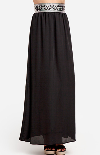 Embroidered Waist Maxi Skirt Slide 1