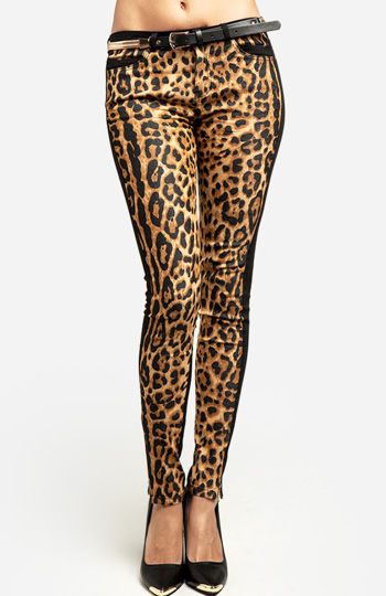 Leopard Front Skinny Jeans Slide 1