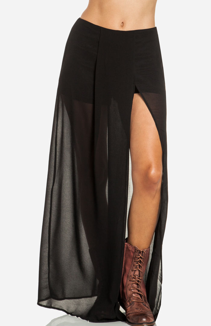 Sheer Maxi Skirt In Black Dailylook