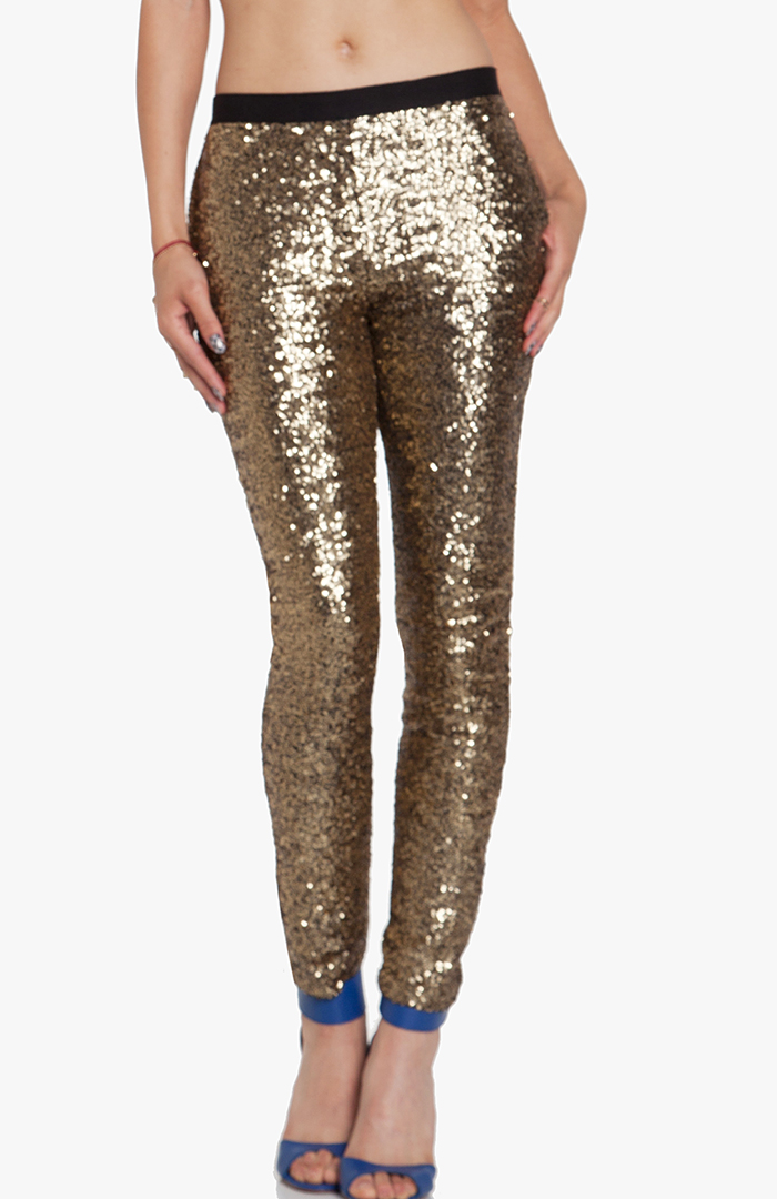 STYLESTALKER Goldfinger Sequin Pants in Gold | DAILYLOOK