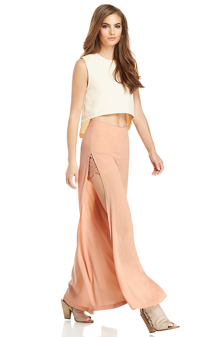 peach palazzo pants with top