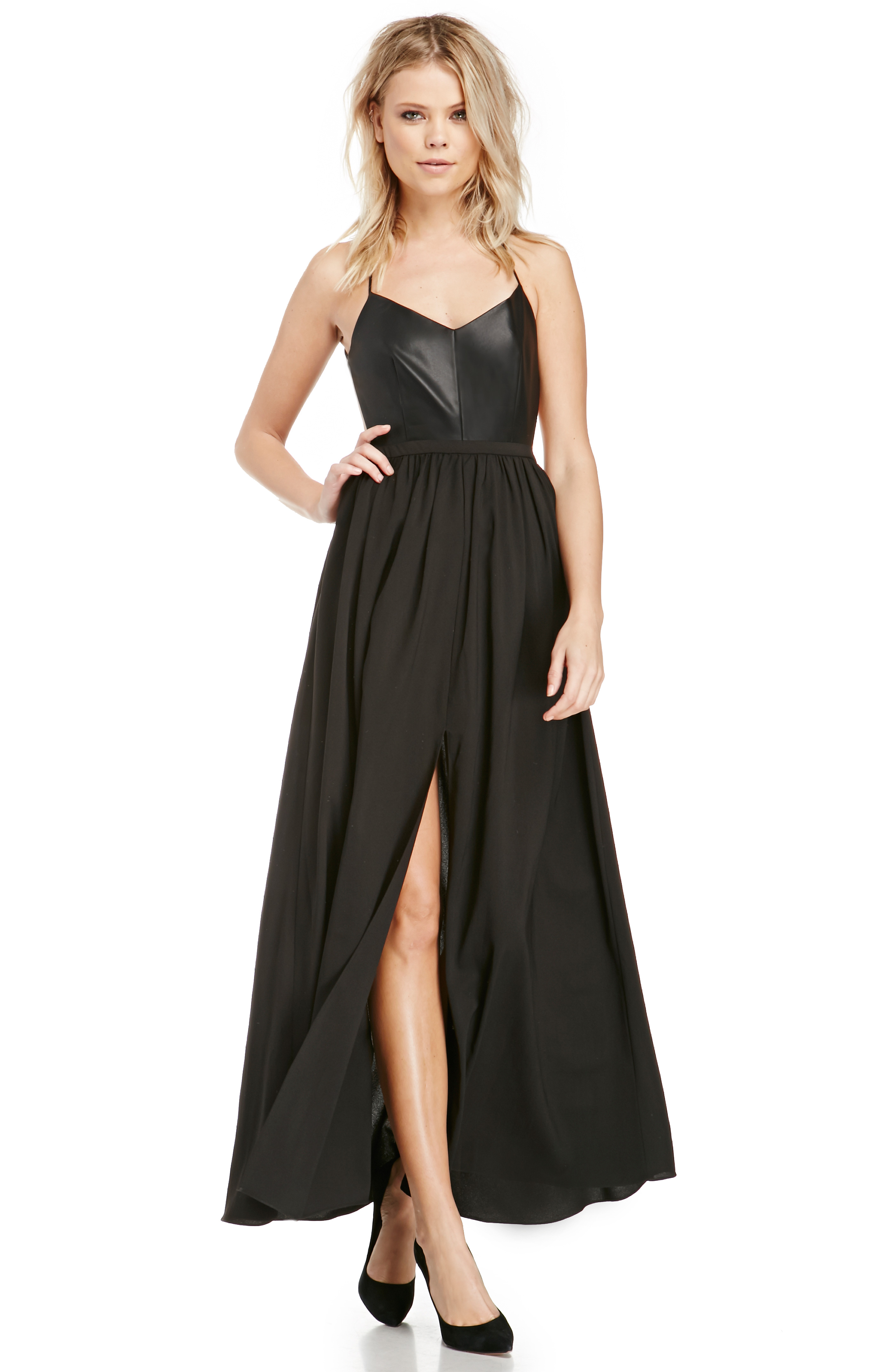 Blaque Label Z Pack Vegan Leather Maxi Dress in Black | DAILYLOOK