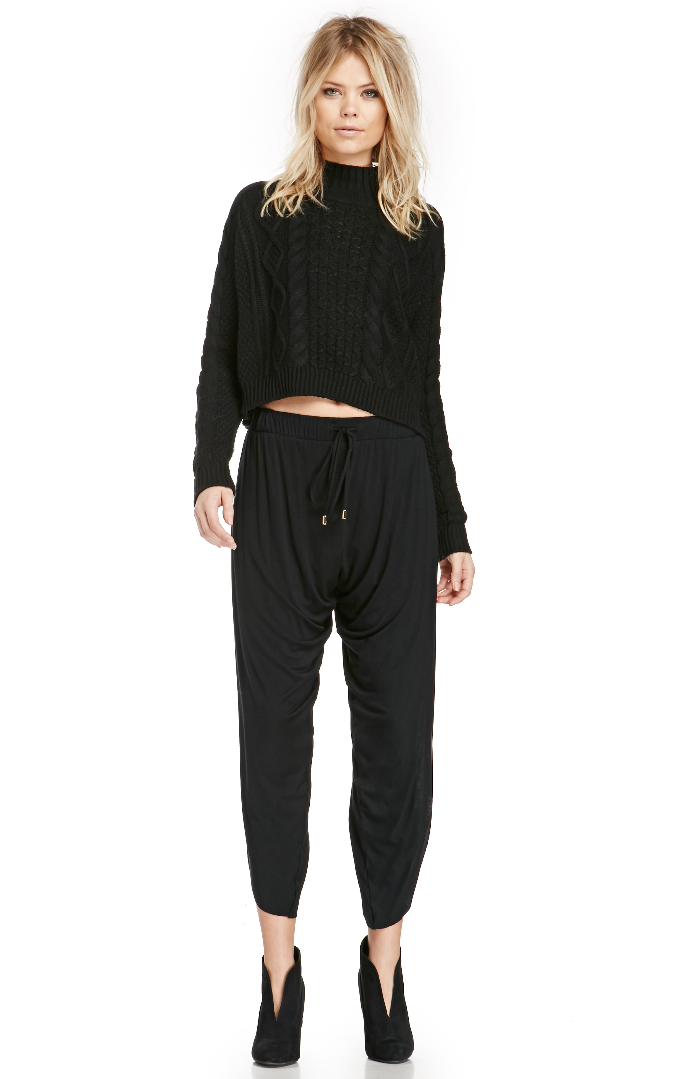 black side split pants