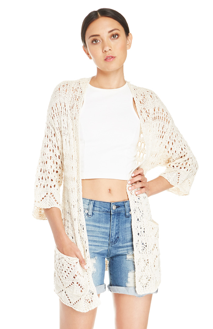 Classic Crochet Cardigan in Beige DAILYLOOK