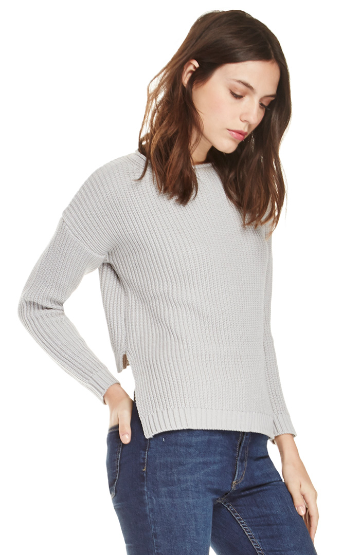 Achro Step Cropped Back Sweater In Grey Dailylook