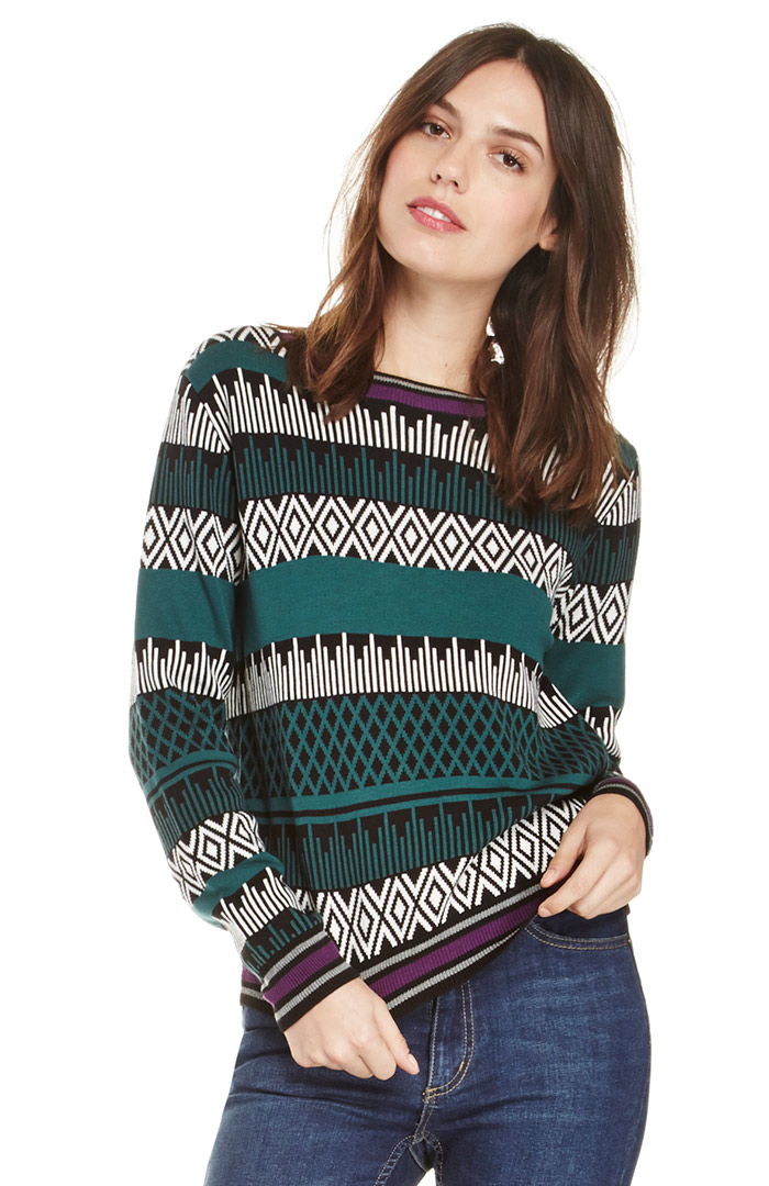 Lucca Couture Diamond Pattern Sweater in Green DAILYLOOK