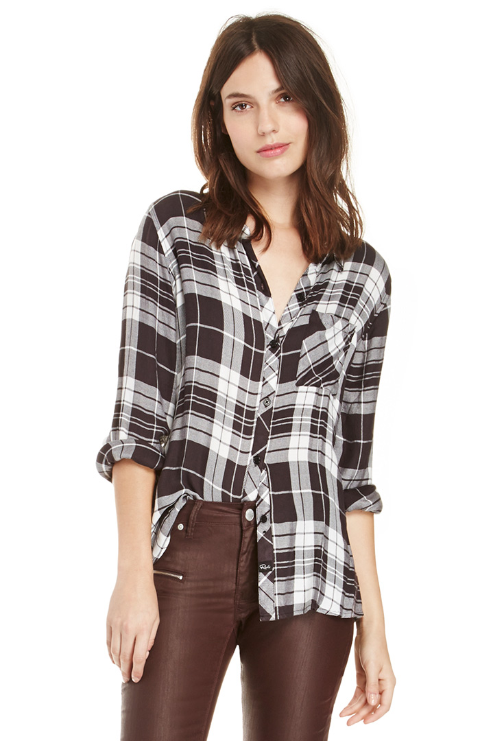 Rails Hunter Button Down Plaid Shirt in Black/White | DAILYLOOK