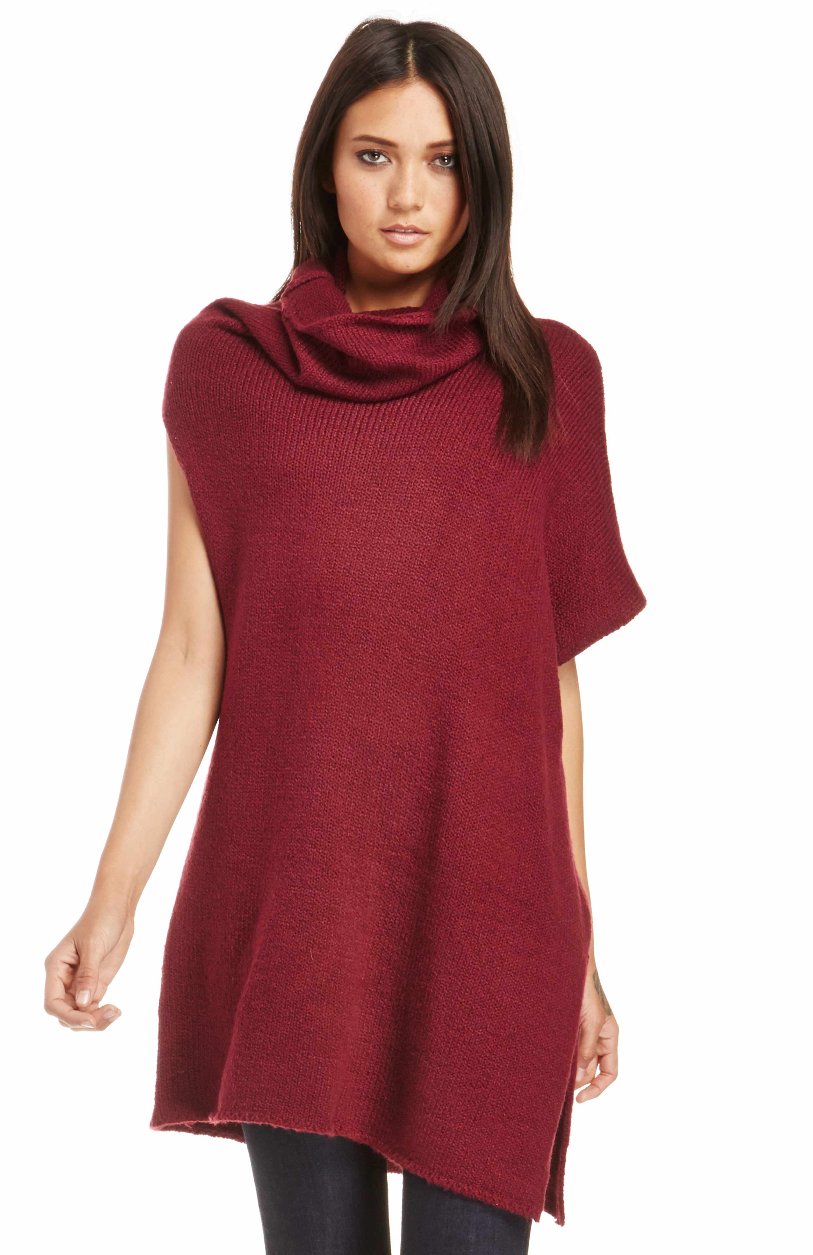 T.Yorke Cotton Turtleneck Sweater in Burgundy | DAILYLOOK