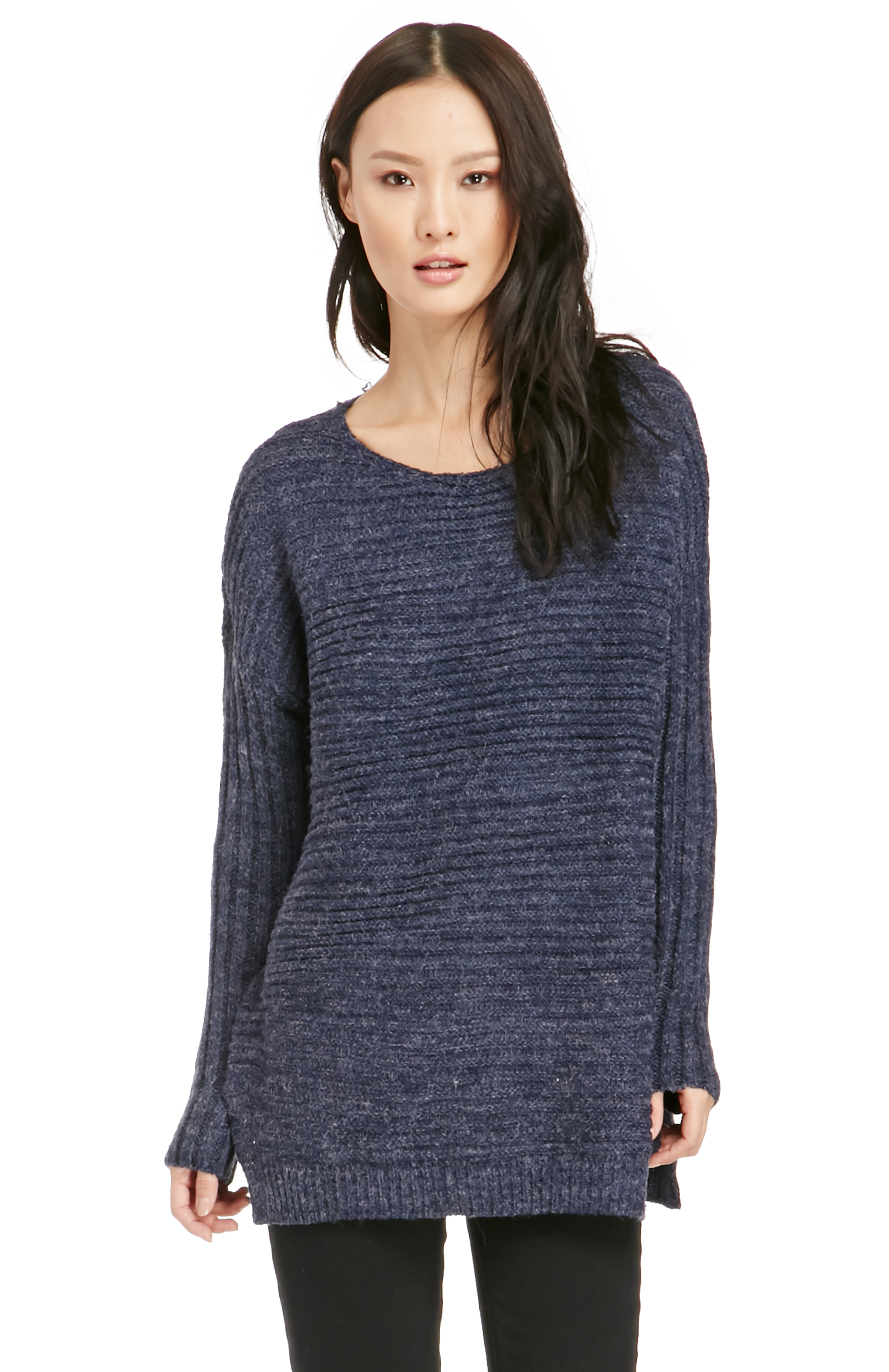 Gyllenhaal Ribbed Pullover Sweater in Blue | DAILYLOOK