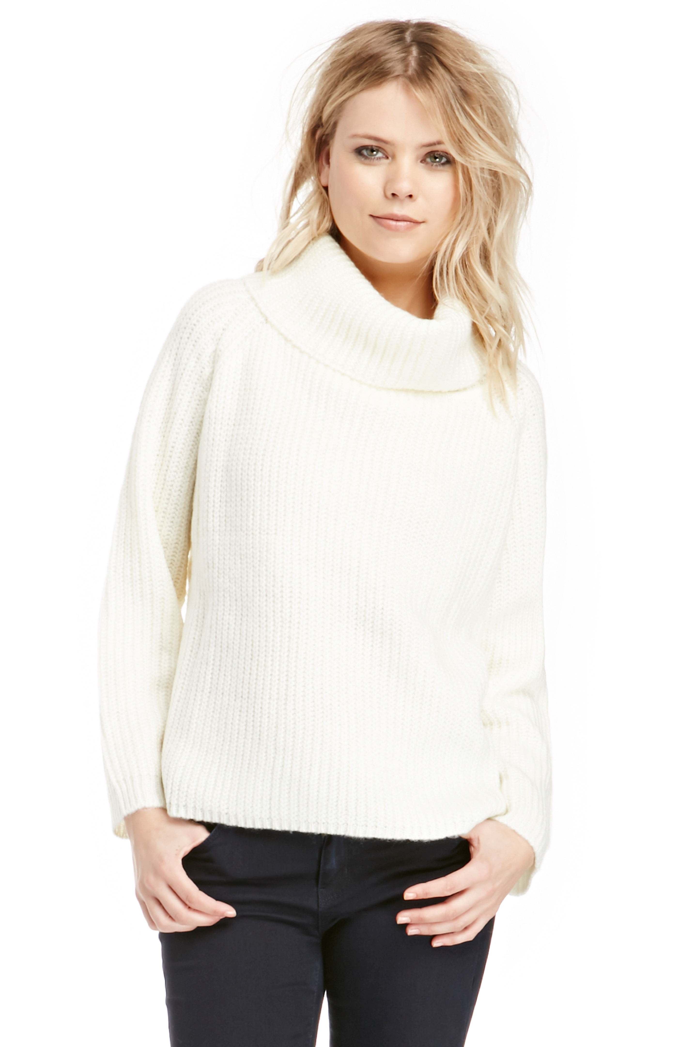 Hitchcock Cowl Neck Sweater in Cream | DAILYLOOK