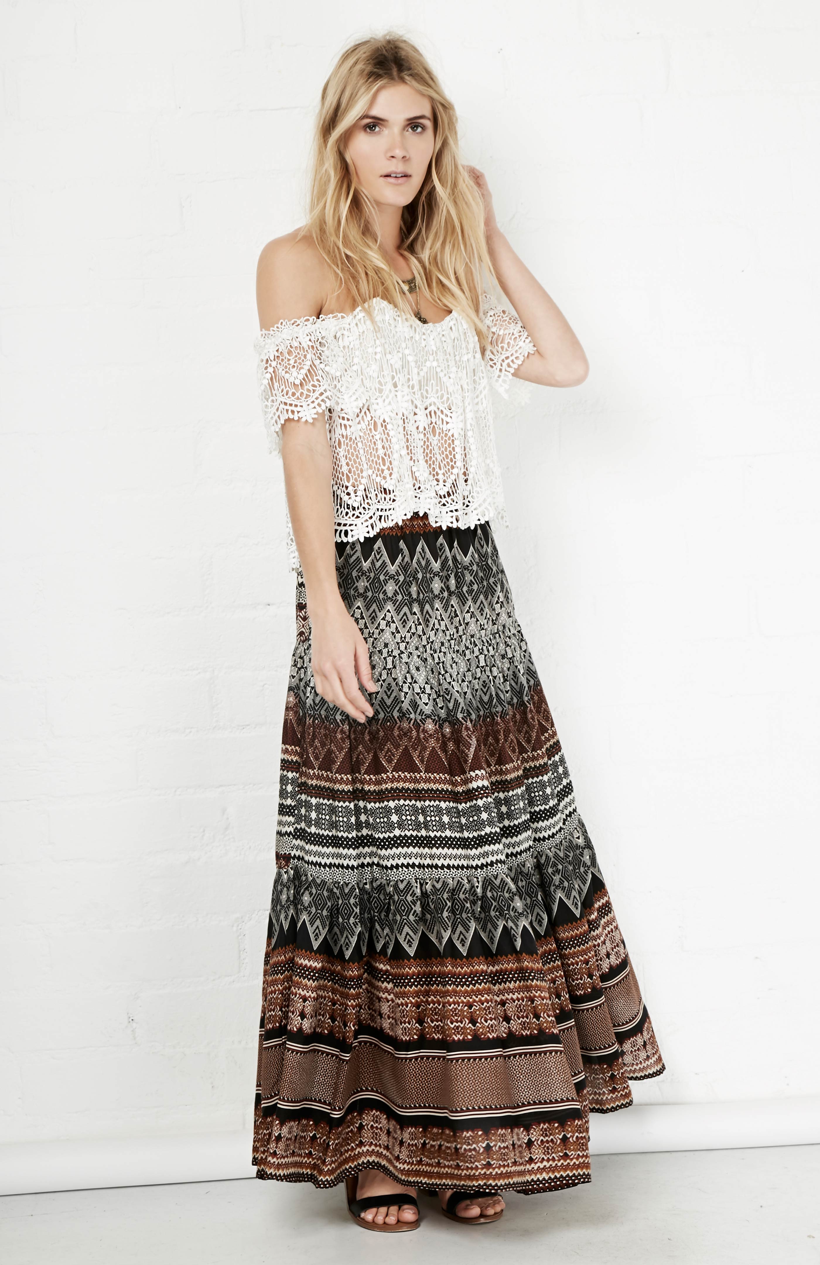 Glamorous Tribal Print Maxi Skirt in Floral Multi | DAILYLOOK