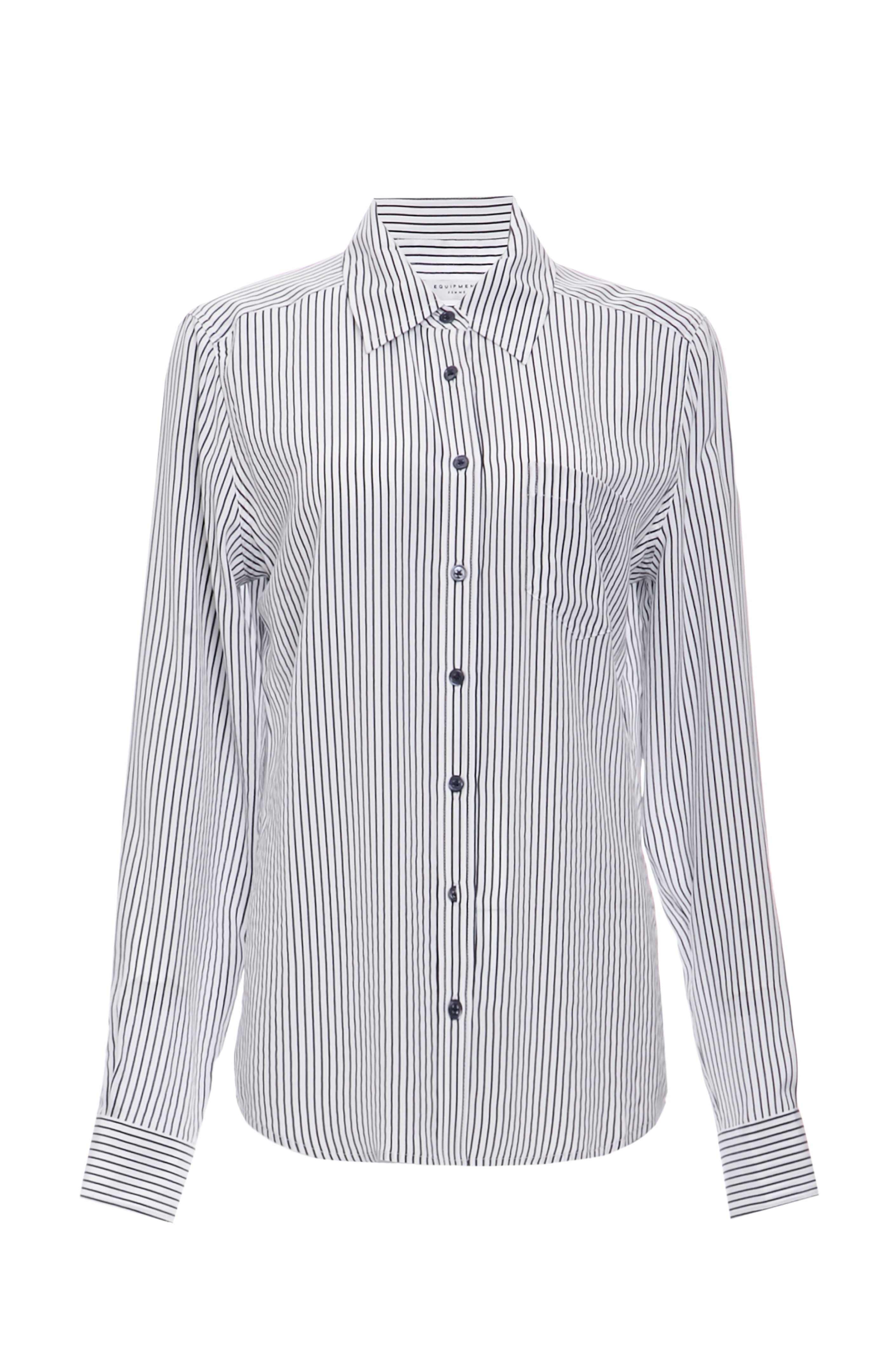 EQUIPMENT Brett Pinstripe Silk Shirt in Floral Multi | DAILYLOOK