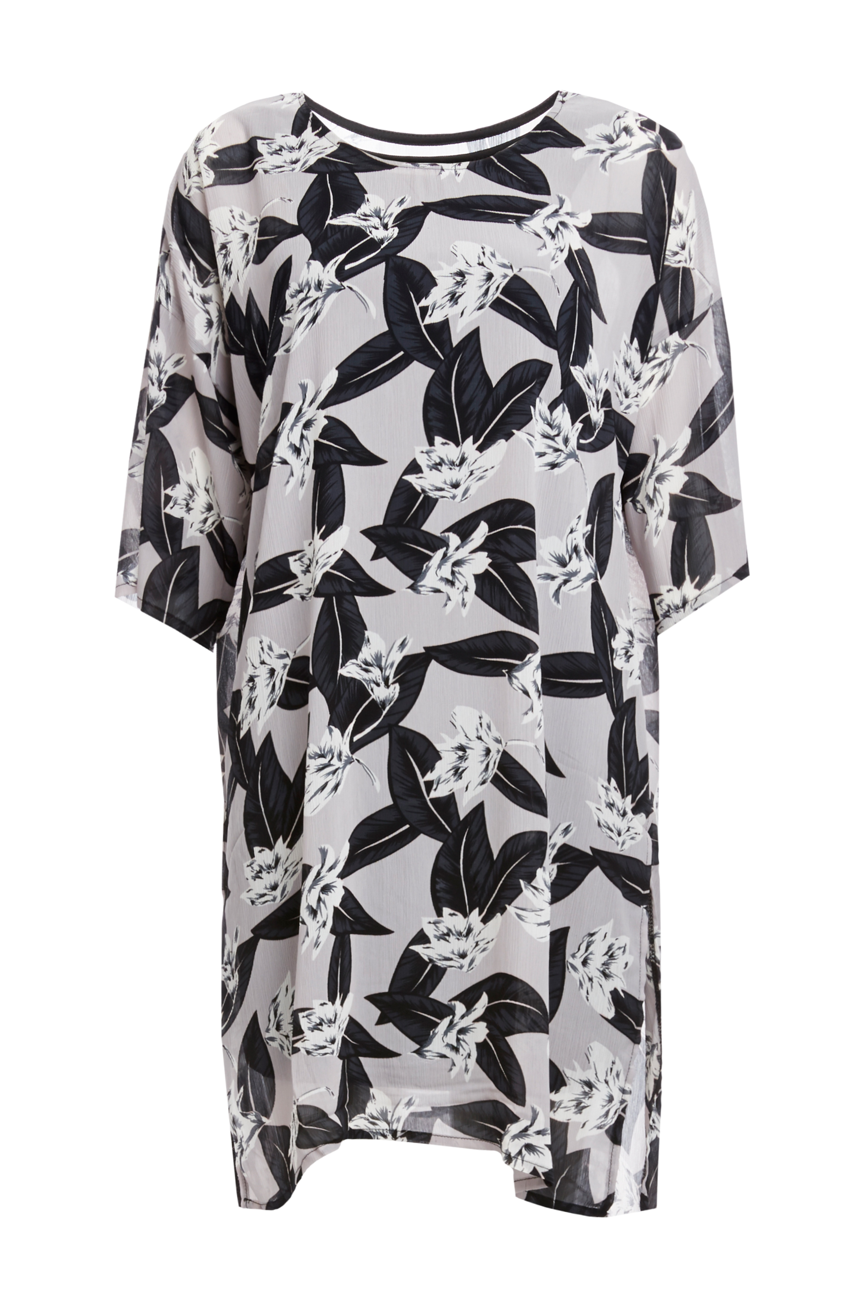 Glamorous Split Seam Floral Dress in Grey | DAILYLOOK