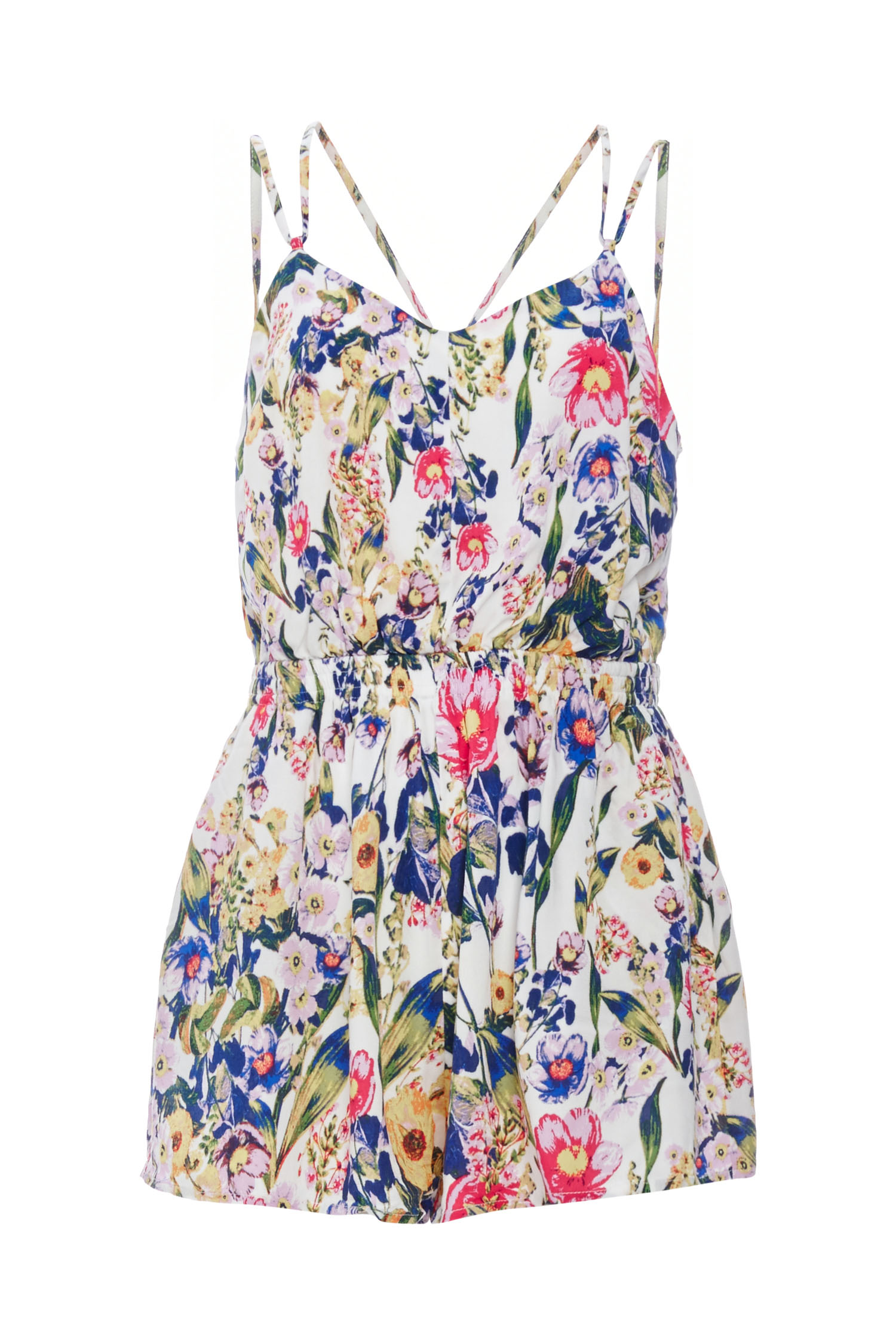 MinkPink Floral Print Romper in White Floral | DAILYLOOK