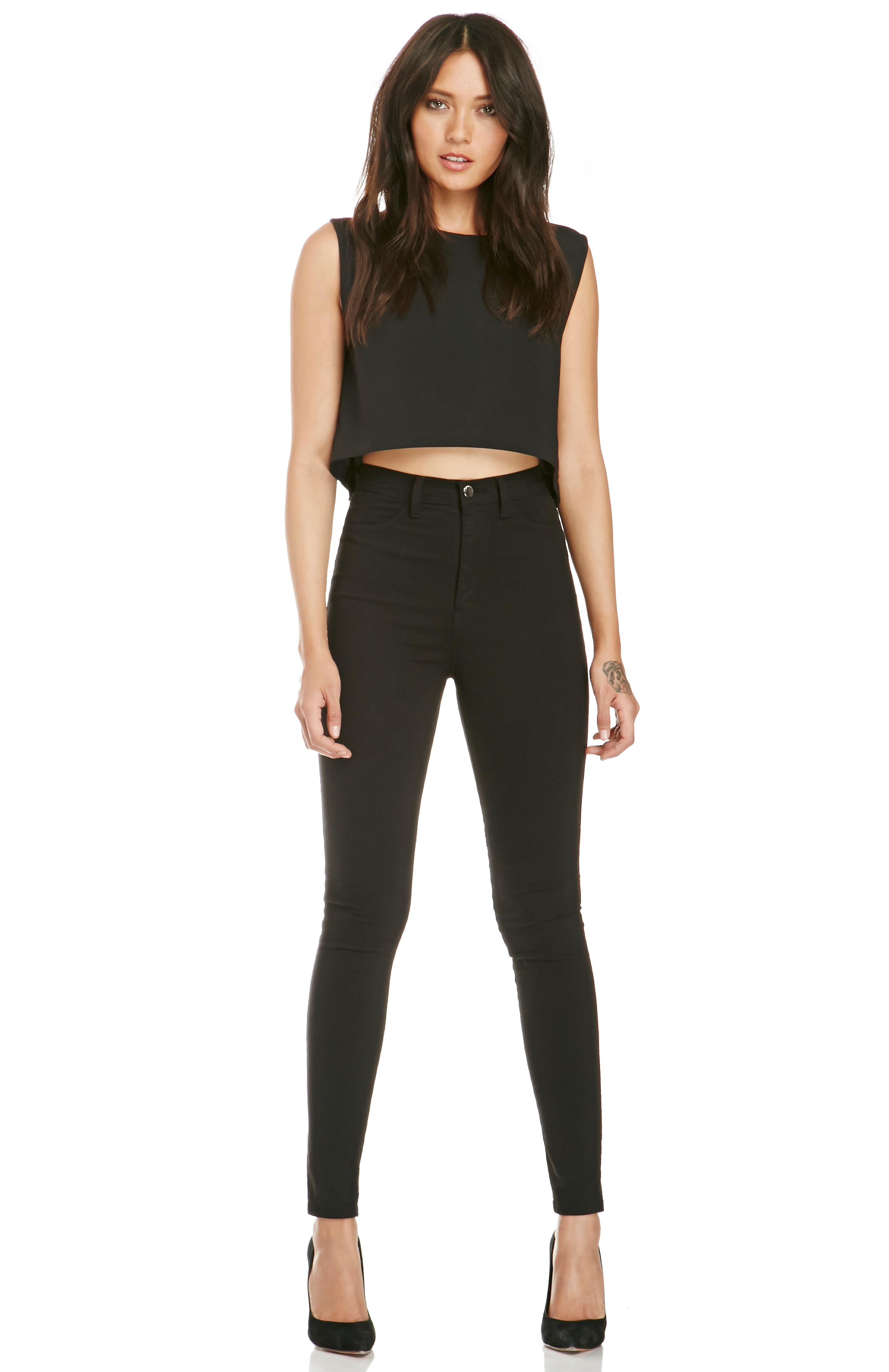 High Waist Skinnies in Black | DAILYLOOK