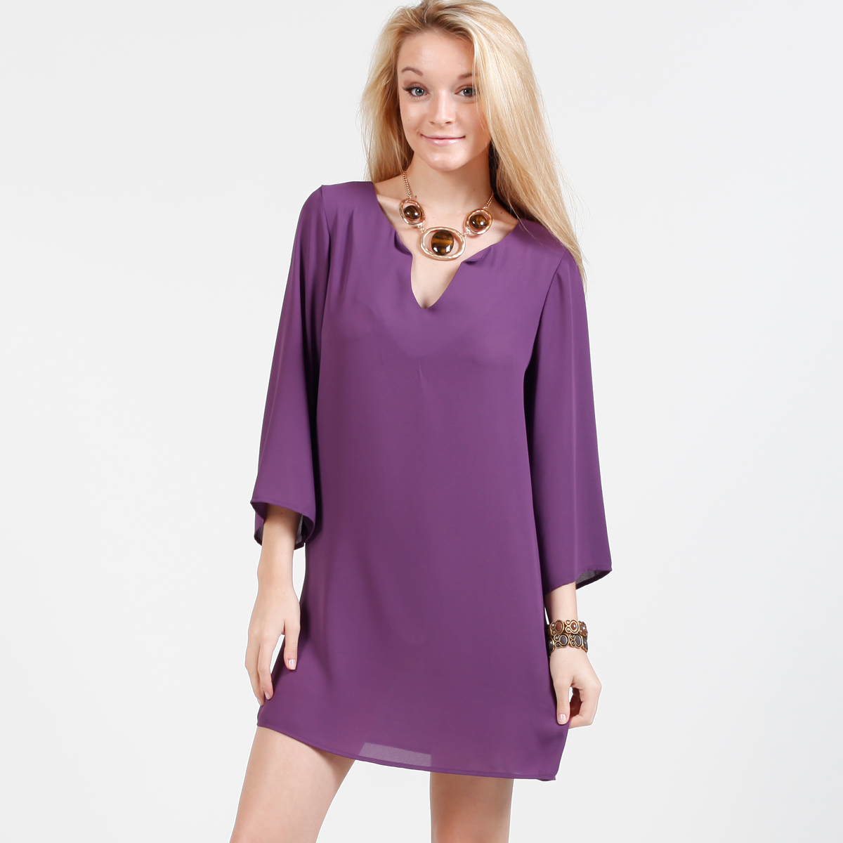 Bohemian Tunic Dress in Purple | DAILYLOOK