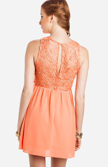 Peach Lace Bodice Dress In Peach Dailylook 