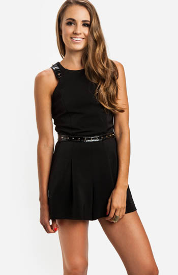 Stud Trim Romper Slide 1