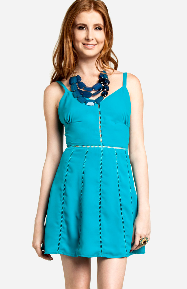 Ladder Lines Sundress in Turquoise | DAILYLOOK
