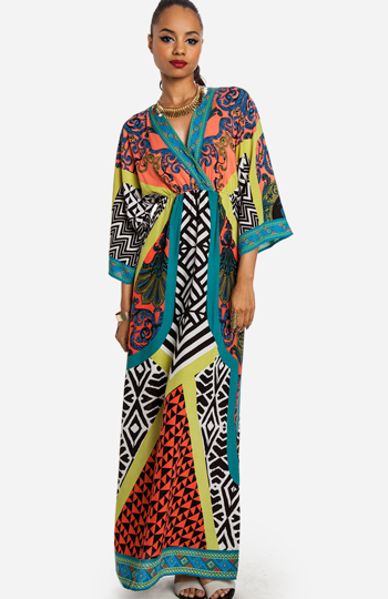 Mixed Print Maxi Dress Slide 1