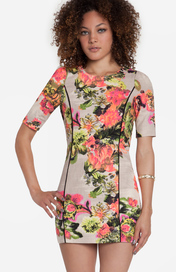 Line & Dot Organic Slim Botanical Dress in Floral Multi | DAILYLOOK