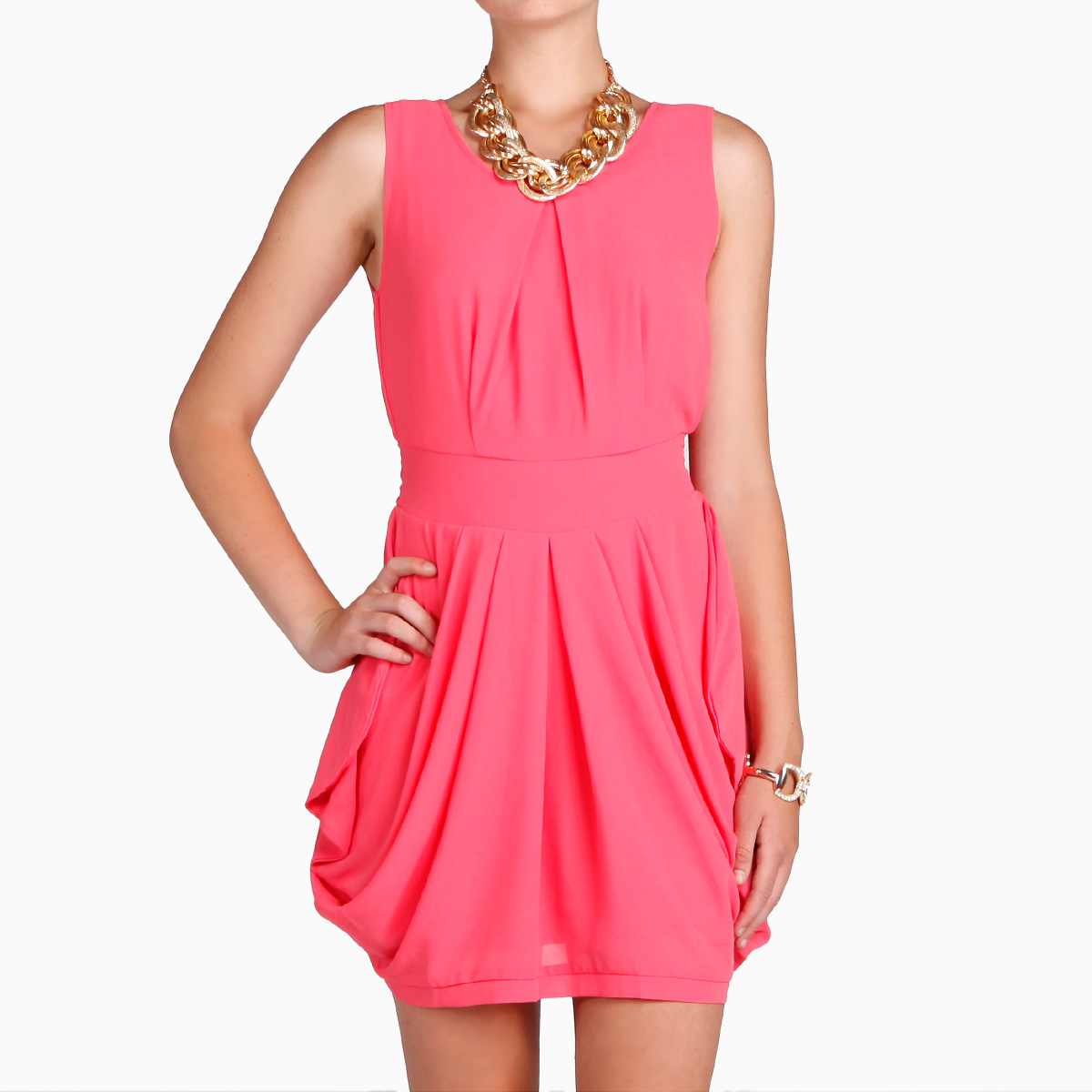 Tulip Draped Dress in Pink DAILYLOOK