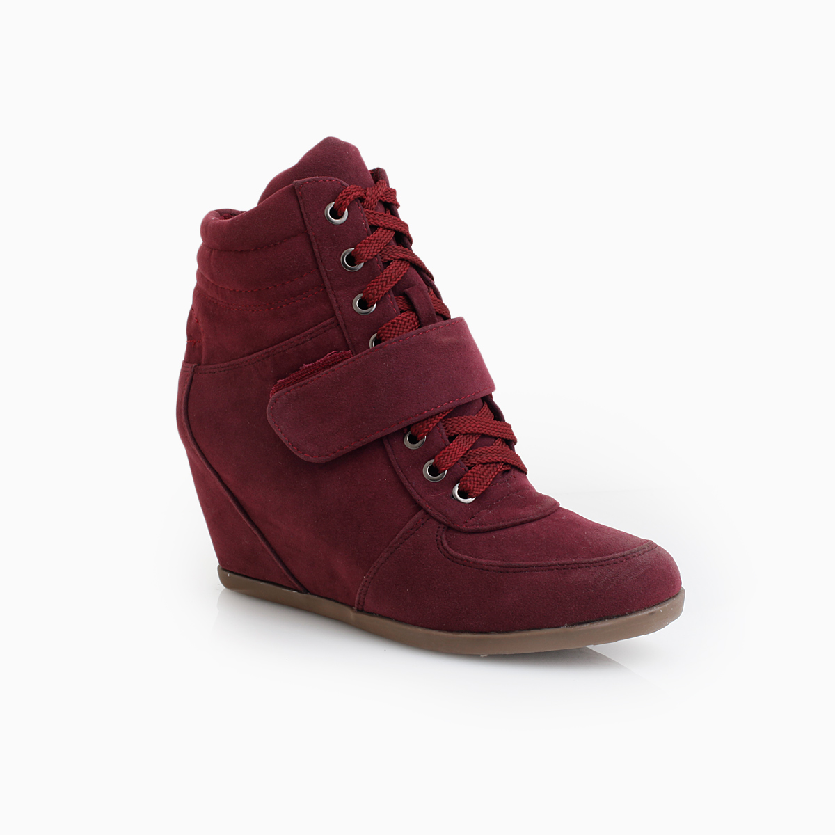 Rebel Wedge Sneaker in Burgundy | DAILYLOOK